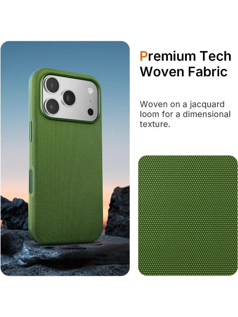 iPhone 17 Pro Max Green Techwoven Drop Protection Shockproof Skin-Friendly Case